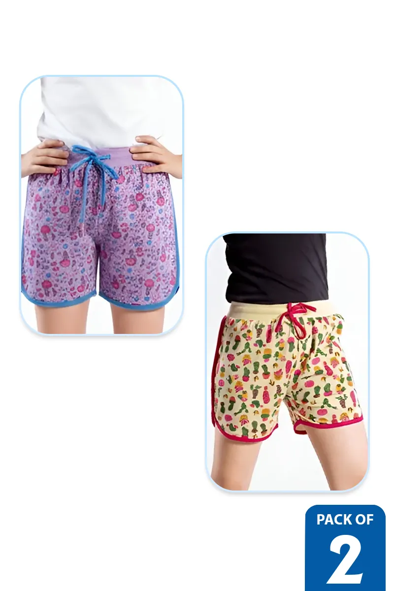 Pack of 2 Shorts for Girls - Multicolor