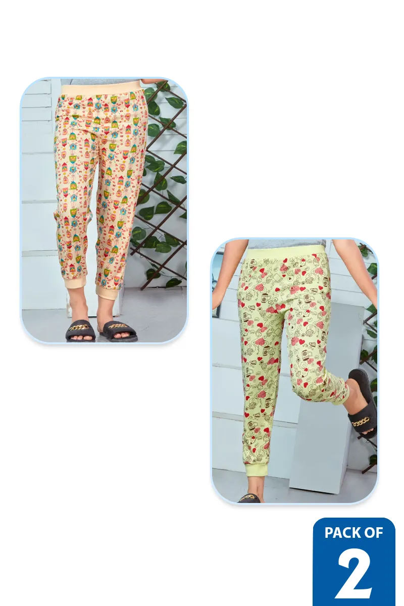 Pack of 2 Track Pants for Girls - Multicolor