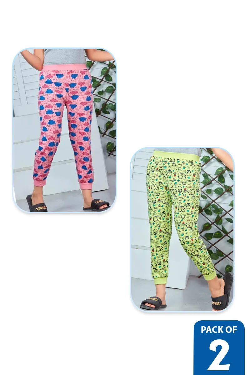 Pack of 2 Track Pants for Girls - Multicolor
