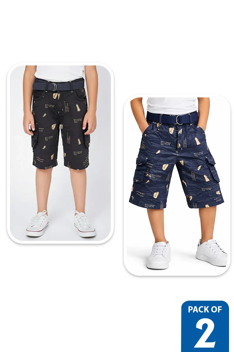 Pack of 2 Capri Shorts for Boys - Multicolor
