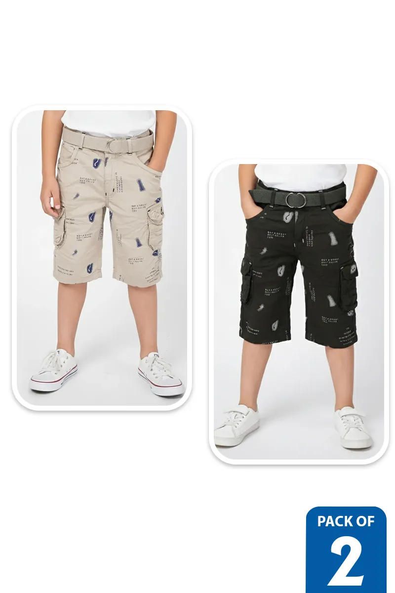 Pack of 2 Capri Shorts for Boys - Multicolor