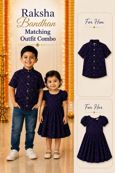 Raksha Bandhan Matching Outfit Combo - Shirt & Frock for Boys and Girls