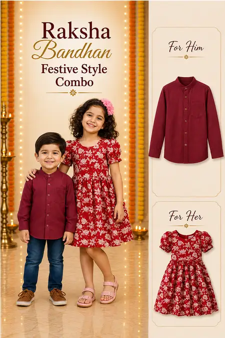 Raksha Bandhan Festive Style Combo - Shirt & Frock for Boys and Girls