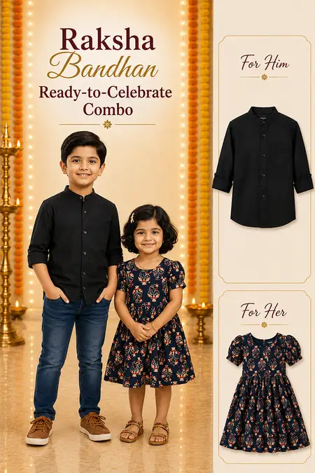 Raksha Bandhan Ready-to-Celebrate Combo - Shirt & Frock for Boys and Girls