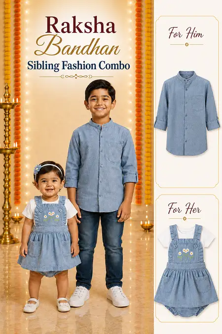 Raksha Bandhan Sibling Fashion Combo - Shirt & Frock with Panty Set for Boys and Baby Girls