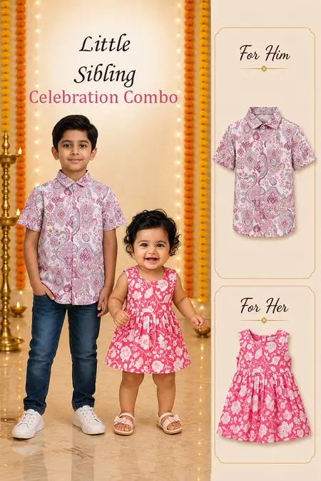 Little Sibling Celebration Combo - Shirt & Frock for Boys and Baby Girls