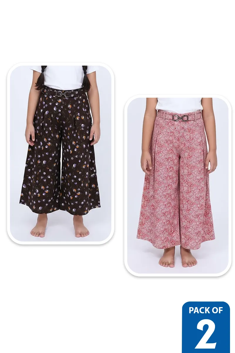 Pack of 2 Palazzos for Girls - Multicolor