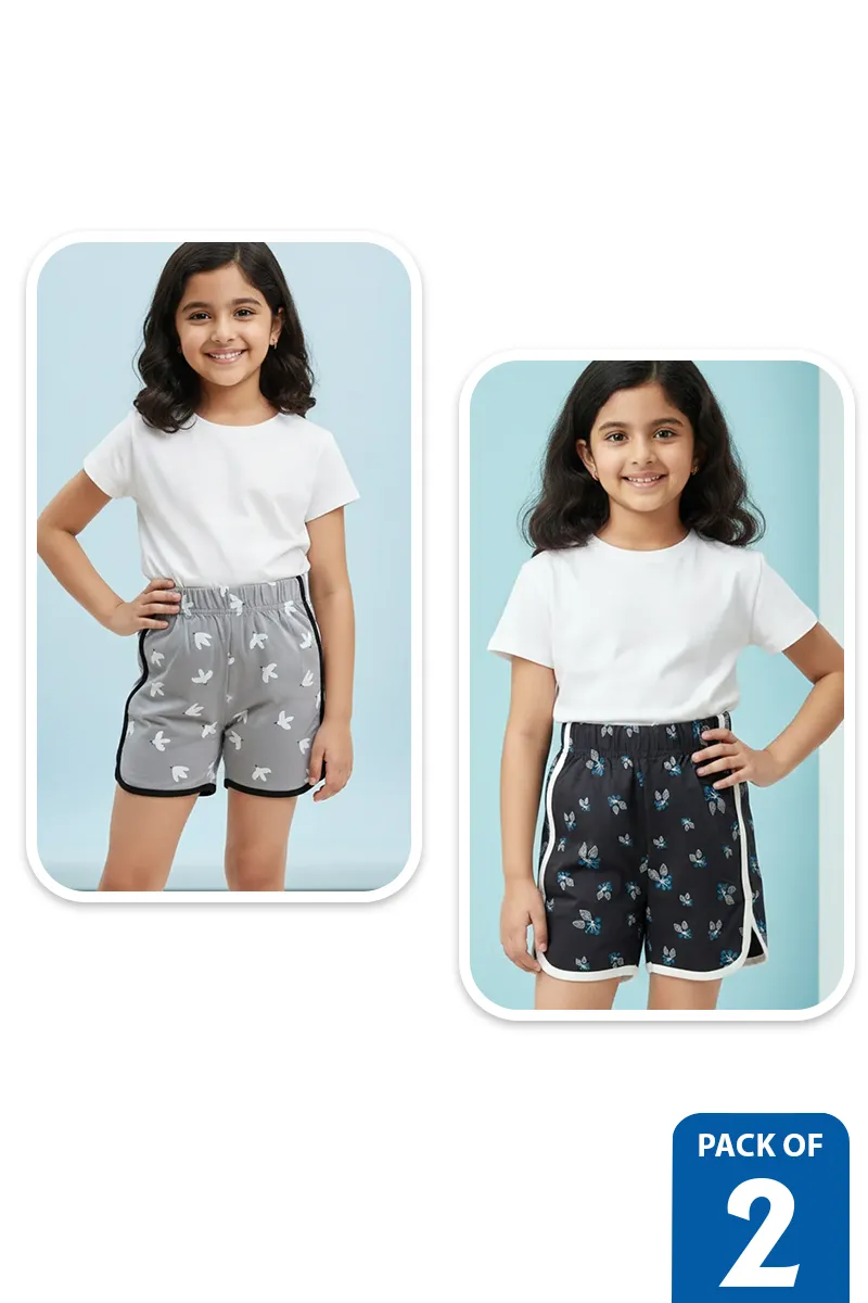 Pack of 2 Shorts for Girls - Multicolor