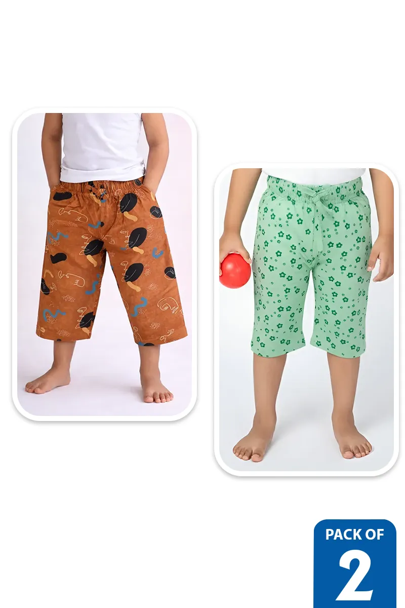 Pack of 2 Capri Shorts for Girls - Multicolor