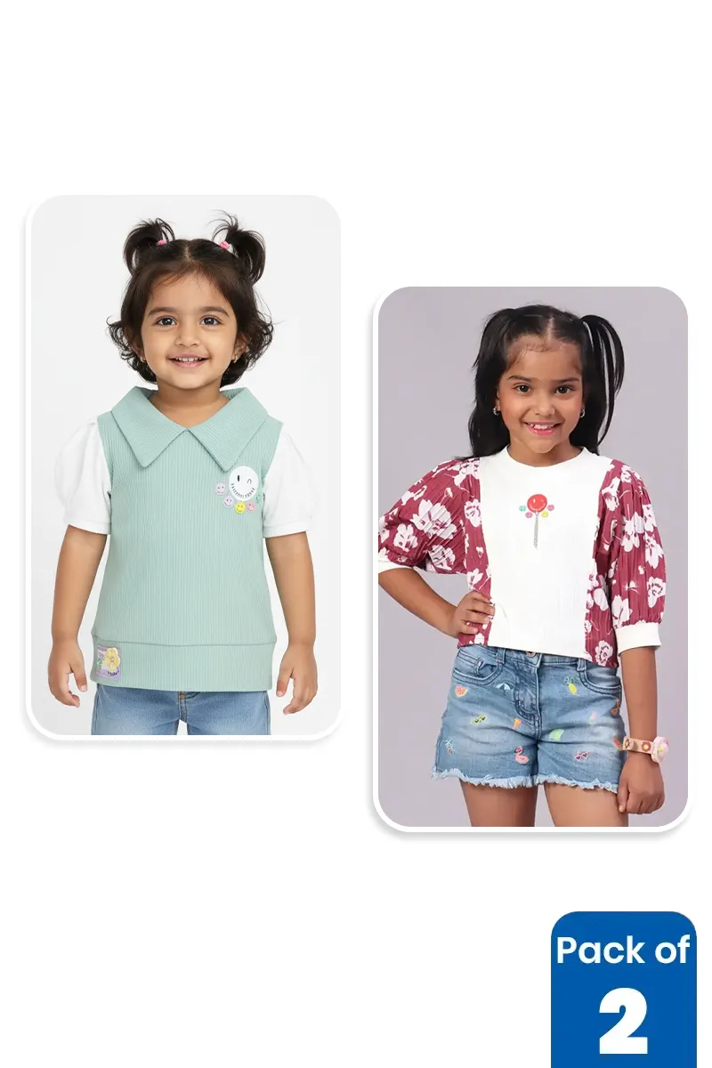 Pack of 2 Tops for Girls CLCBG00103MUL34YRS