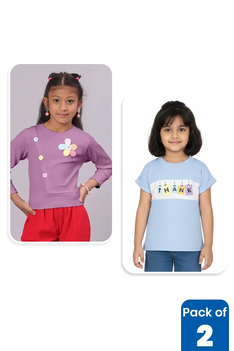 Pack of 2 Tops for Girls CLCBG00120MUL34YRS