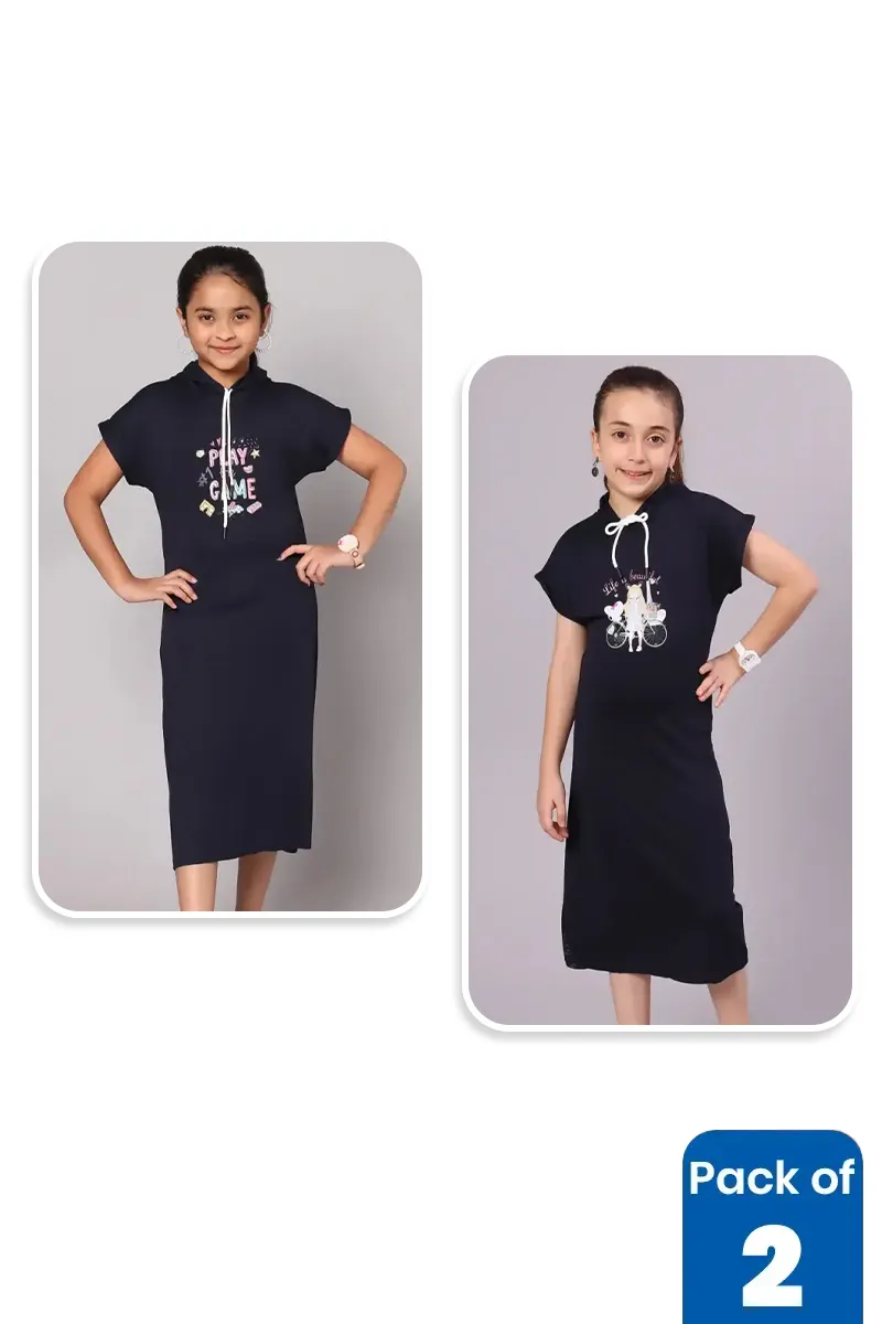 Pack of 2 Tops for Girls CLCBG00133NAVBLU56YRS