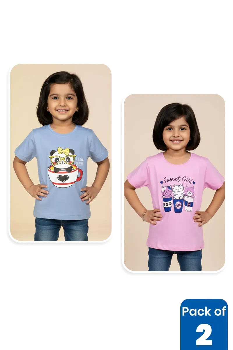 Pack of 2 T-Shirt for Girls - Multicolor