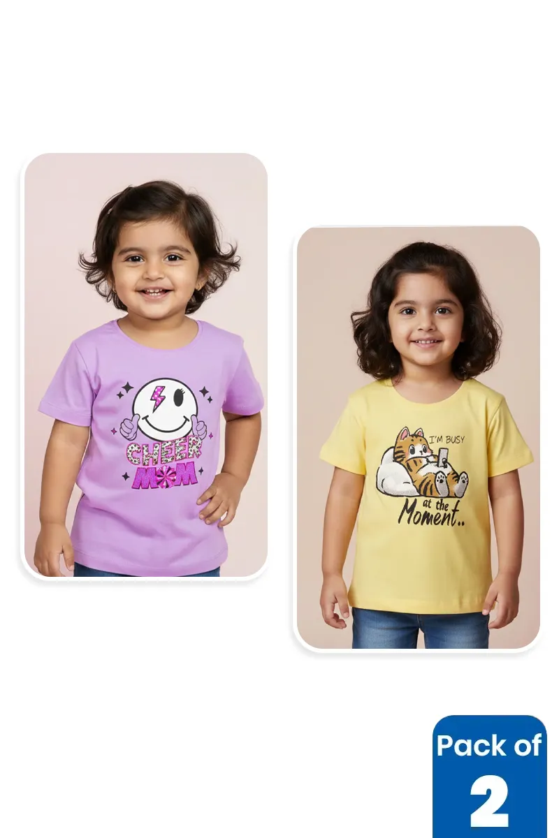 Pack of 2 T-Shirt for Girls - Multicolor