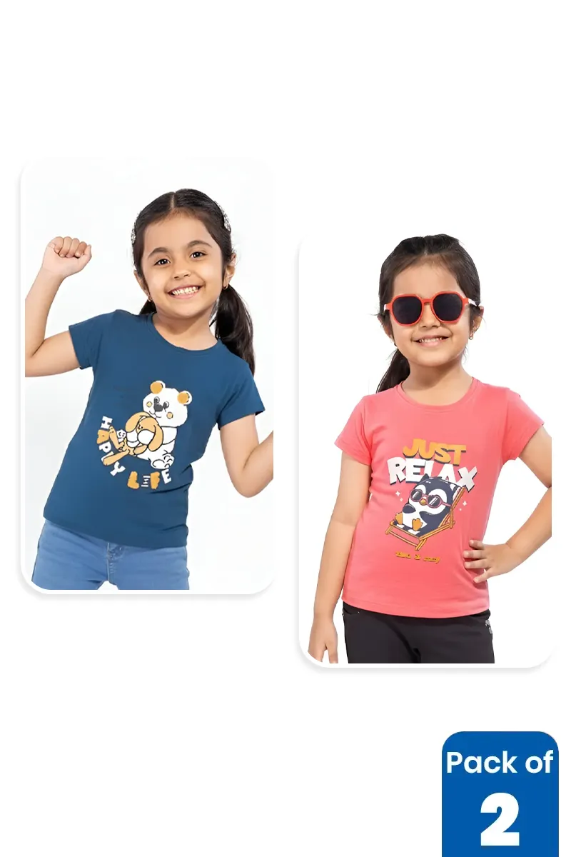 Pack of 2 T-Shirt for Girls - Multicolor