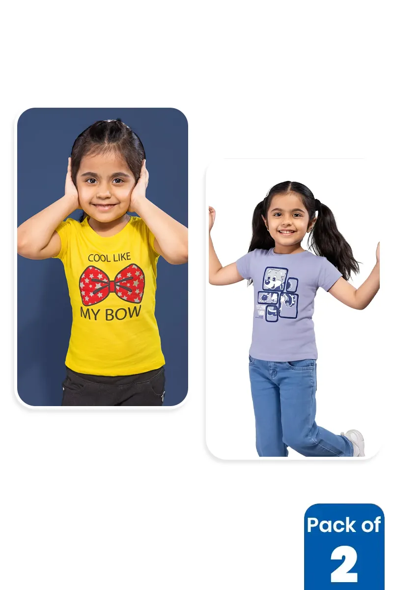 Pack of 2 T-Shirt for Girls - Multicolor