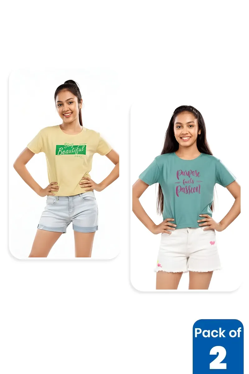 Pack of 2 T-Shirt for Girls - Multicolor