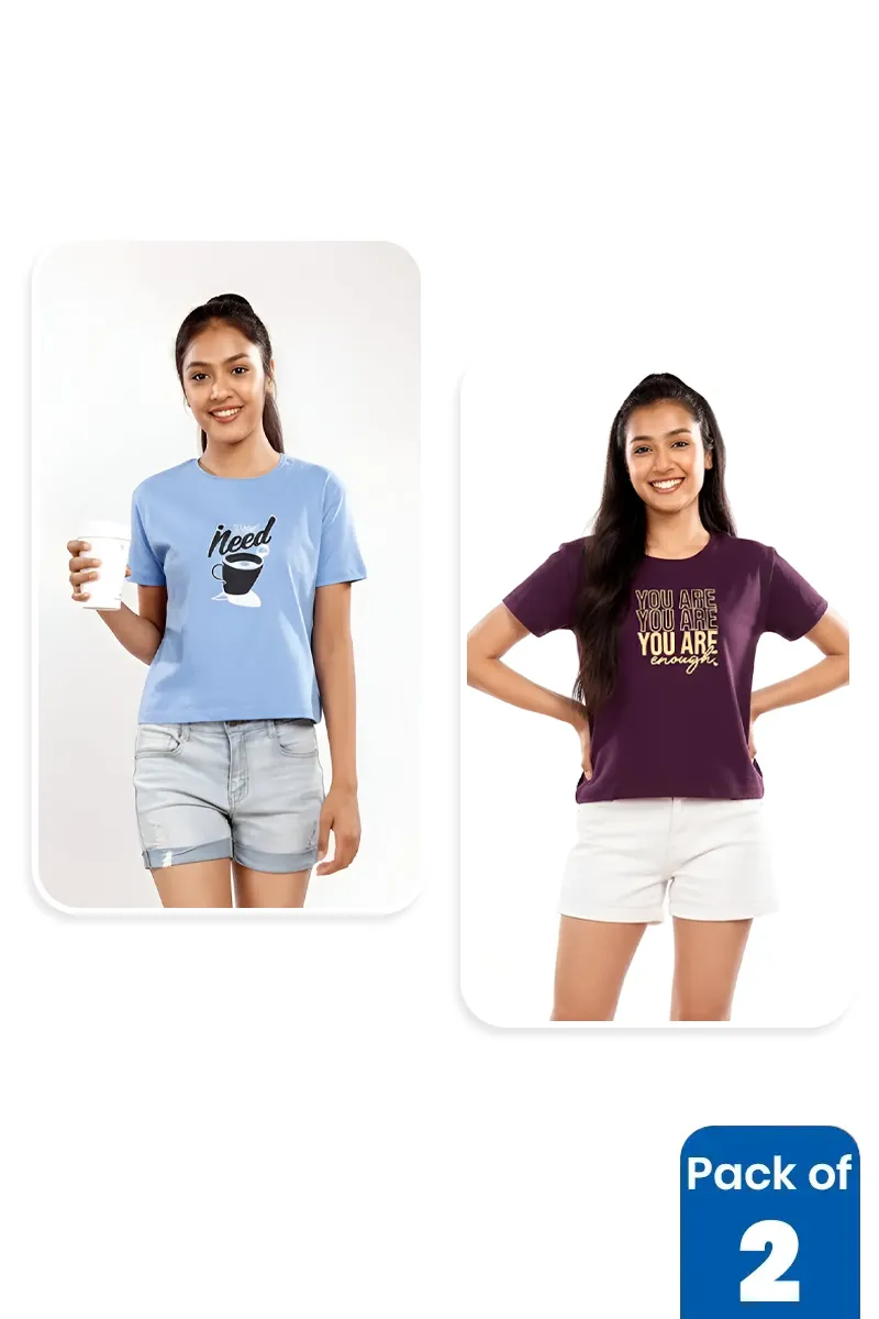 Pack of 2 T-Shirt for Girls - Multicolor