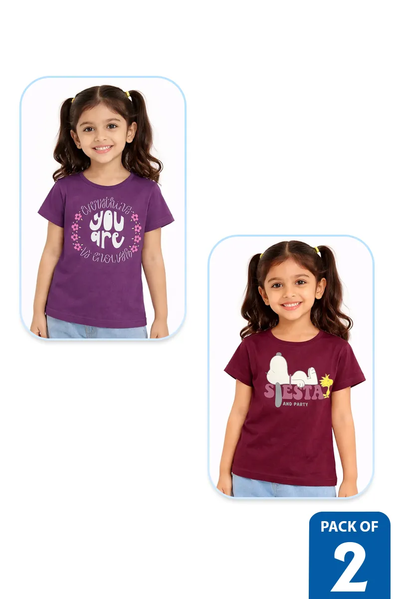 Pack of 2 T-Shirt for Girls - Multicolor