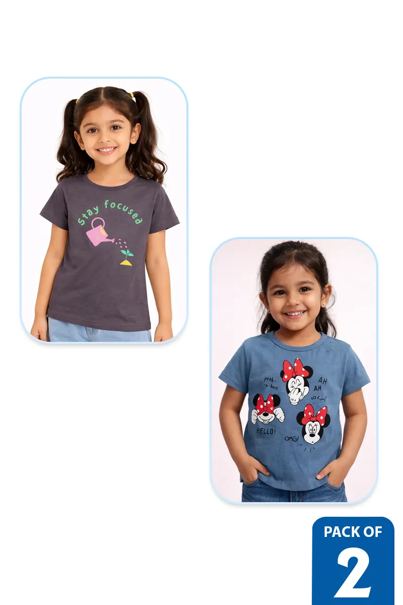 Pack of 2 T-Shirt for Girls - Multicolor