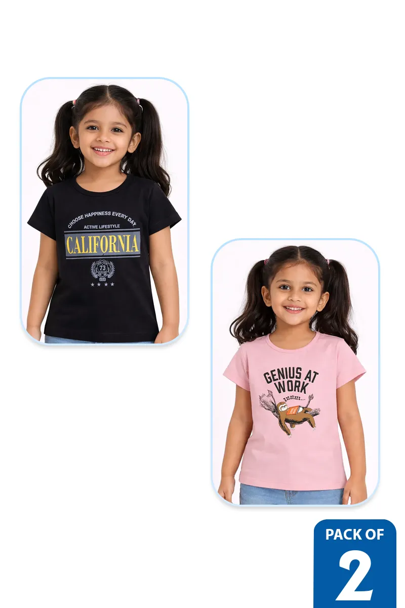 Pack of 2 T-Shirt for Girls - Multicolor