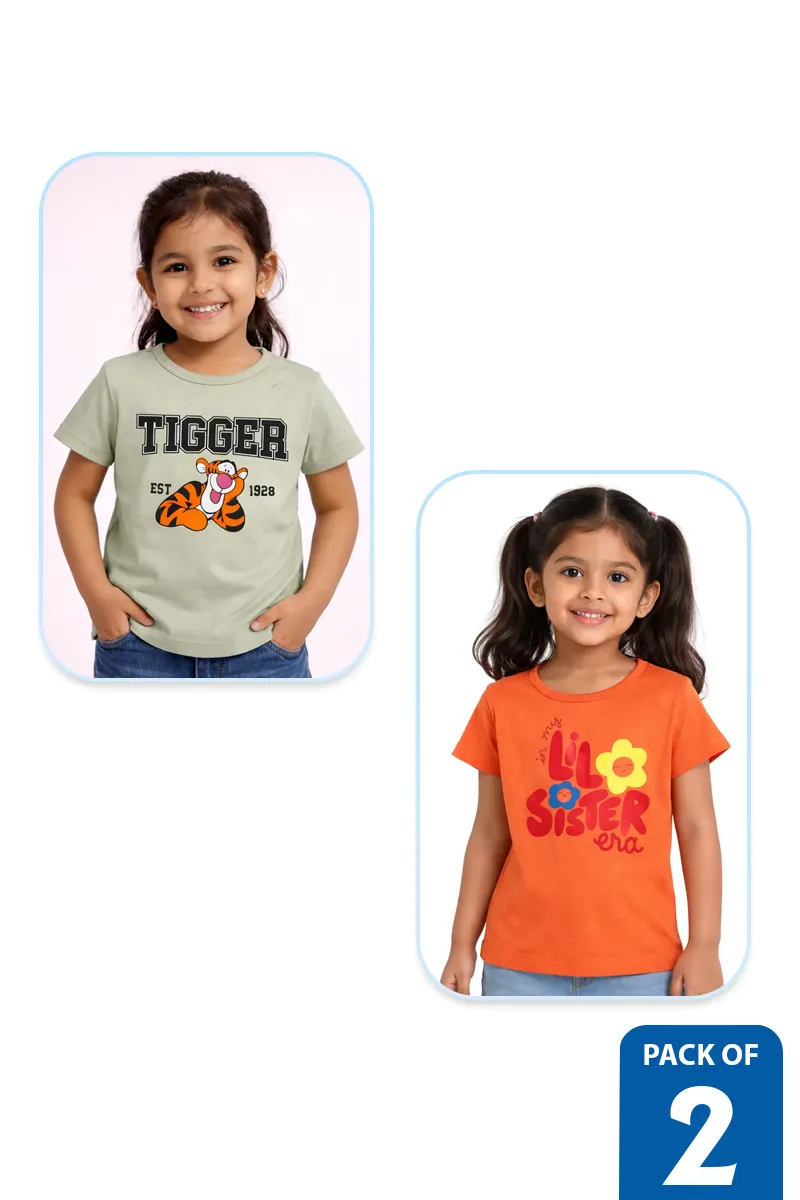 Pack of 2 T-Shirt for Girls - Multicolor