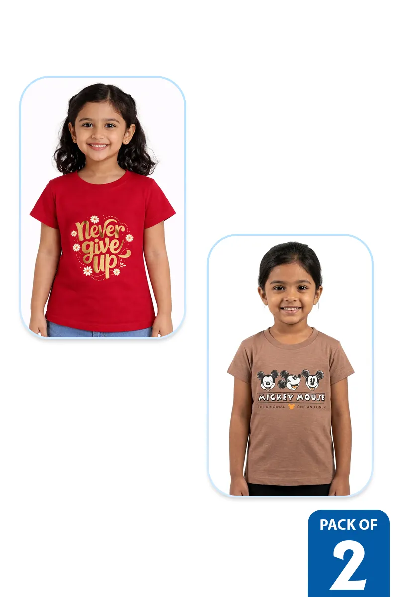 Pack of 2 T-Shirt for Girls - Multicolor