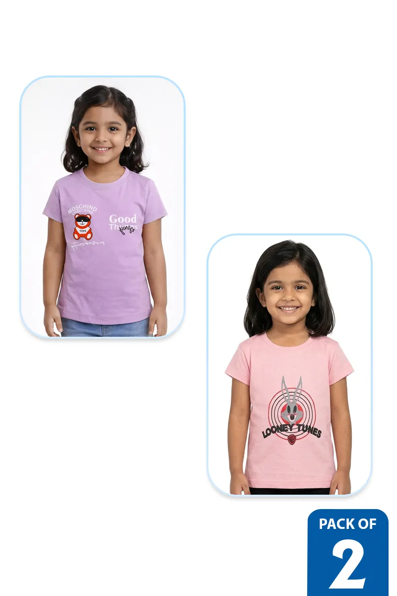 Pack of 2 T-Shirt for Girls - Multicolor