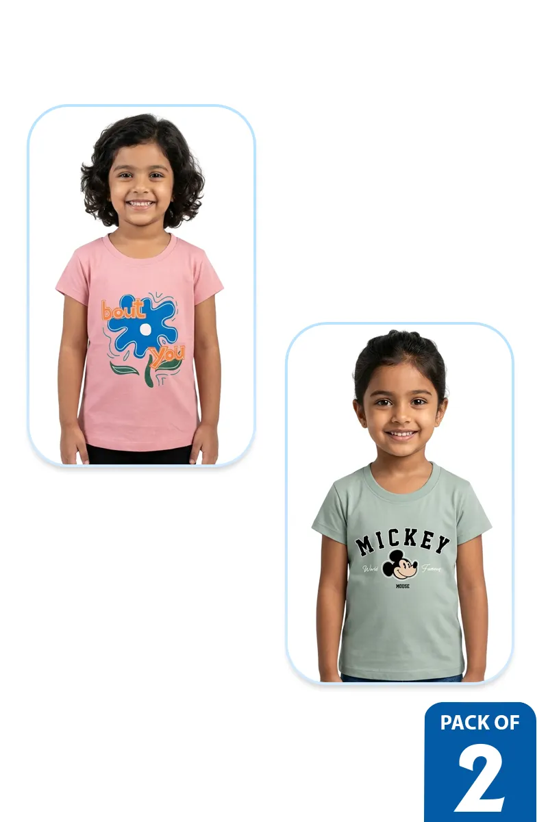 Pack of 2 T-Shirt for Girls - Multicolor