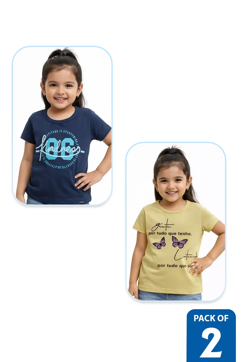 Pack of 2 T-Shirt for Girls - Multicolor