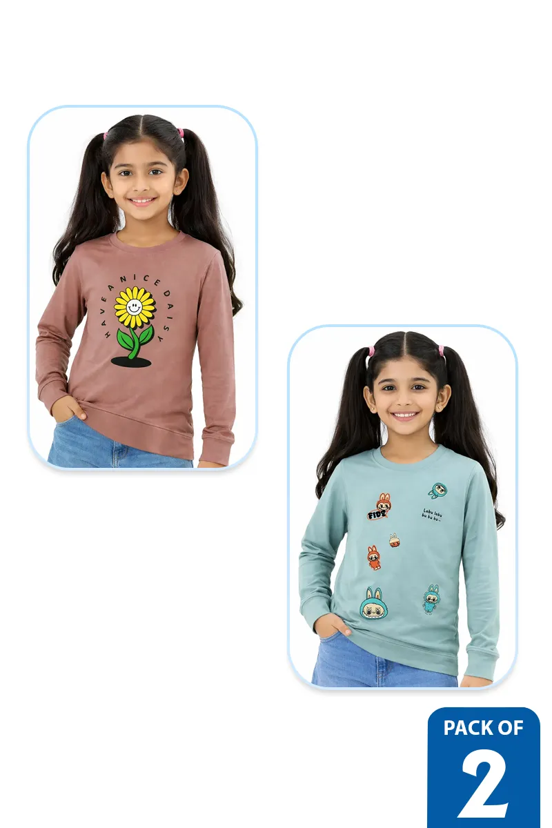Pack of 2 T-Shirt for Girls - Multicolor