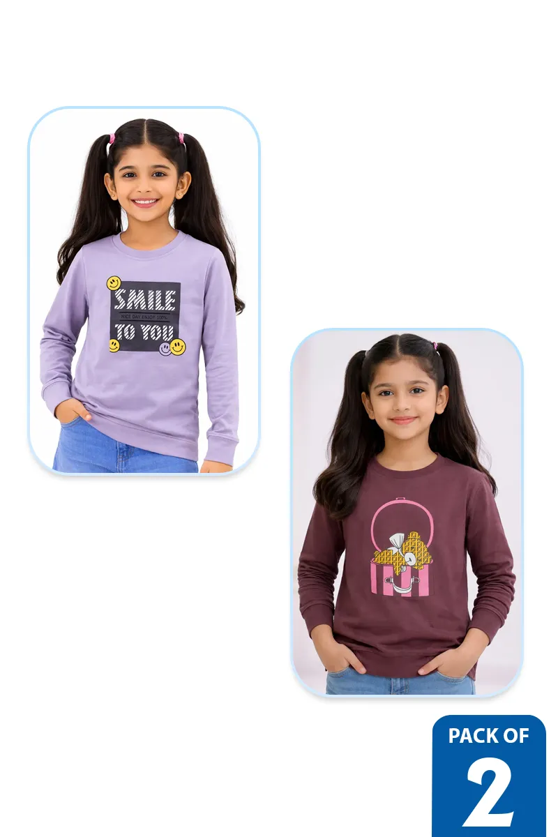 Pack of 2 T-Shirt for Girls - Multicolor
