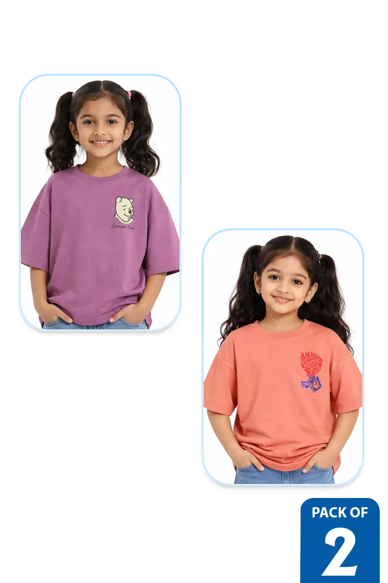 Pack of 2 T-Shirt for Girls - Multicolor