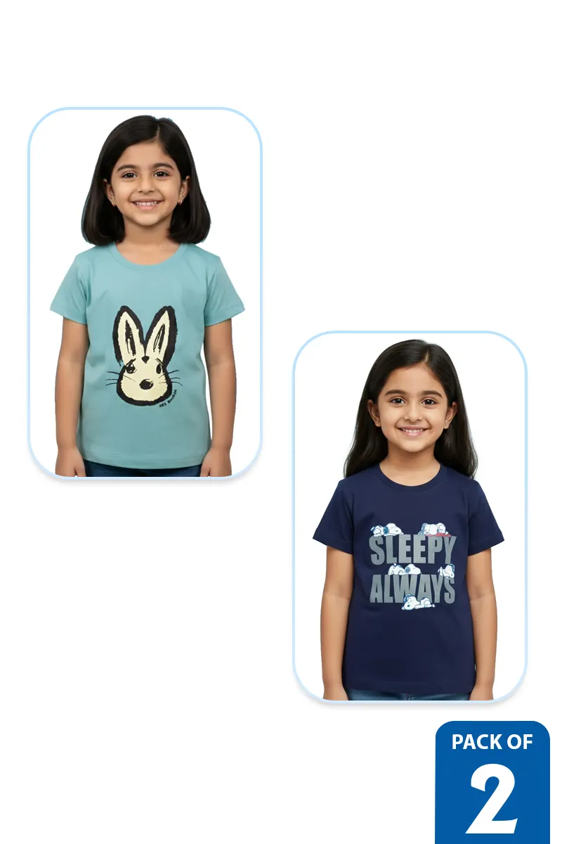 Pack of 2 T-Shirt for Girls - Multicolor