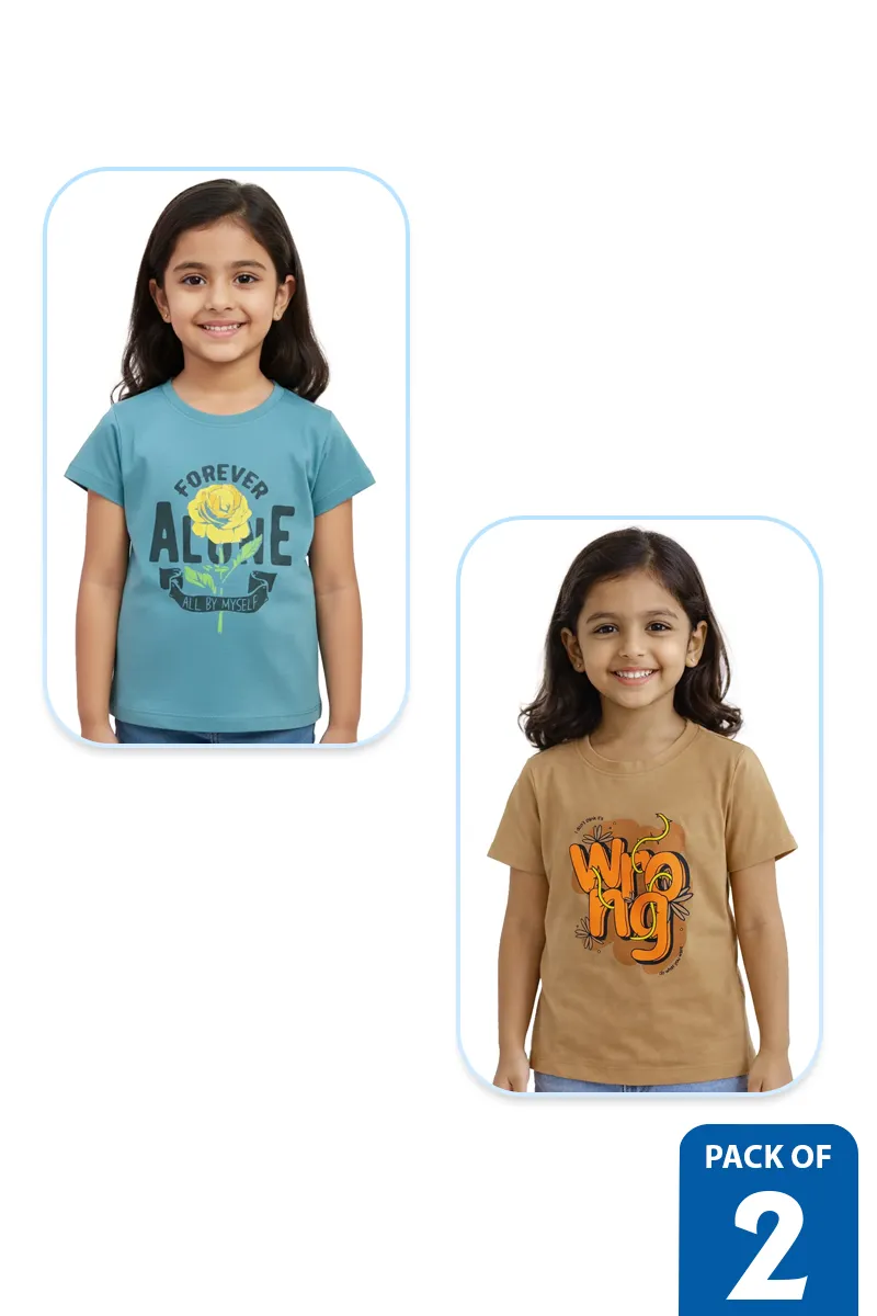 Pack of 2 T-Shirt for Girls - Multicolor