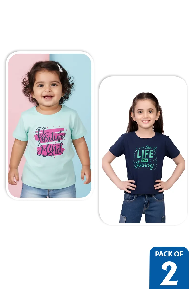 Pack of 2 T-Shirt for Girls - Multicolor