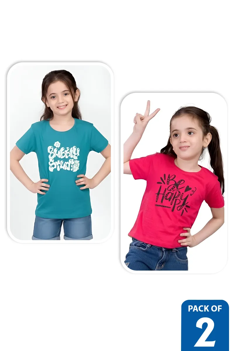 Pack of 2 T-Shirt for Girls - Multicolor