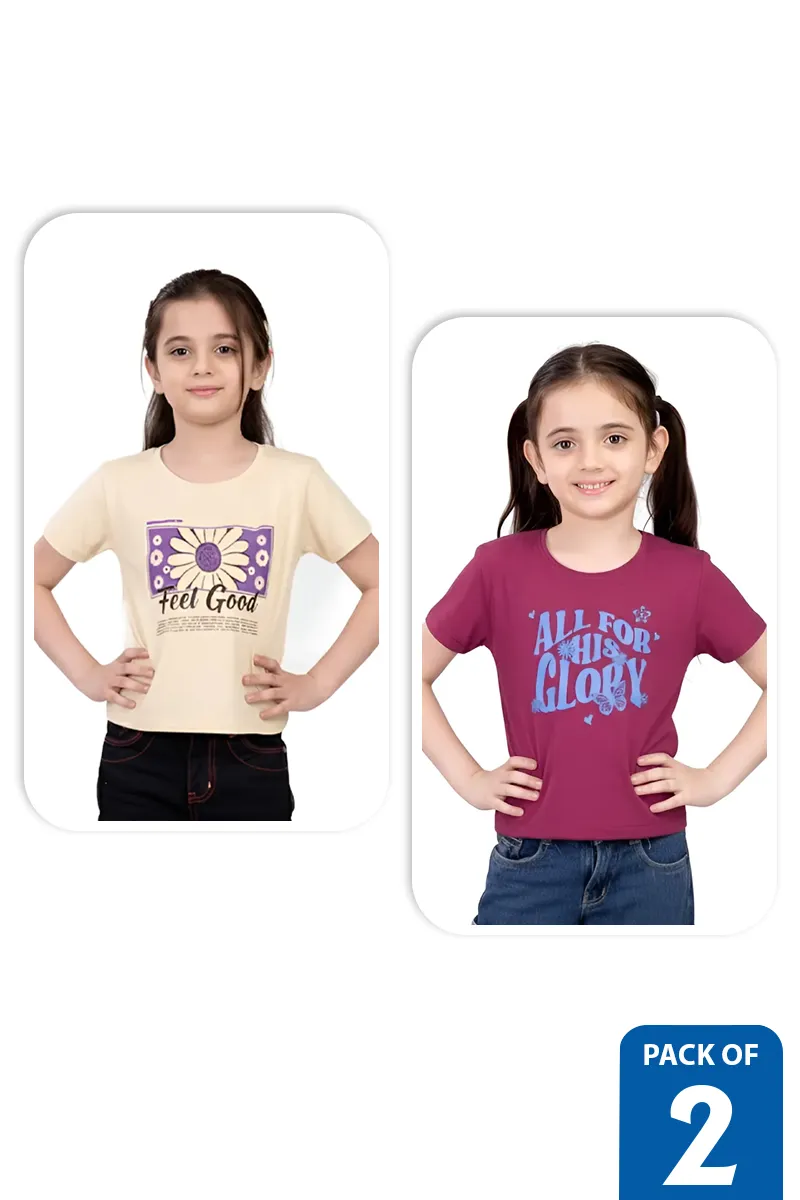Pack of 2 T-Shirt for Girls - Multicolor