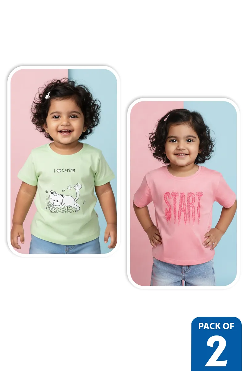 Pack of 2 T-Shirt for Girls - Multicolor