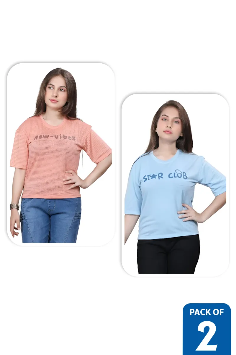 Pack of 2 T-Shirt for Girls - Multicolor