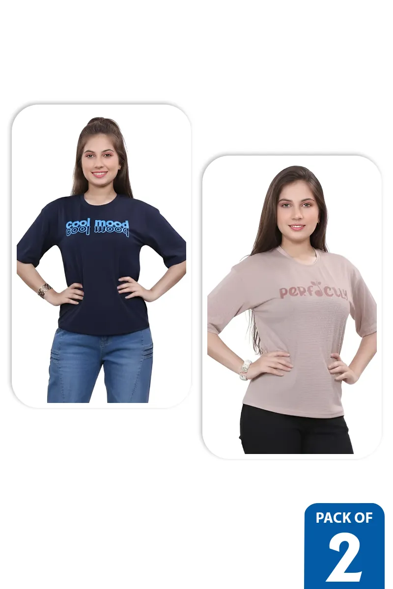 Pack of 2 T-Shirt for Girls - Multicolor