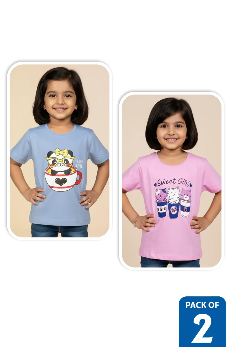 Pack of 2 T-Shirt for Girls - Multicolor