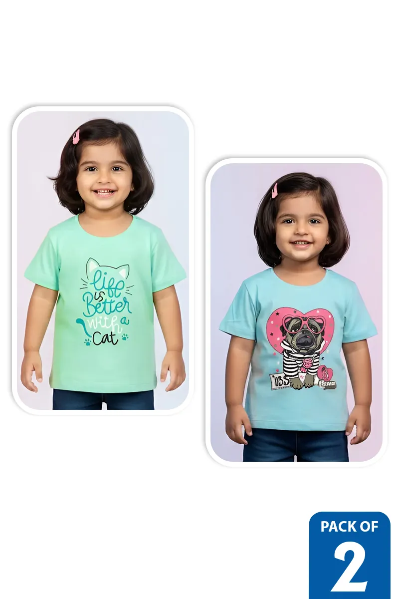 Pack of 2 T-Shirt for Girls - Multicolor