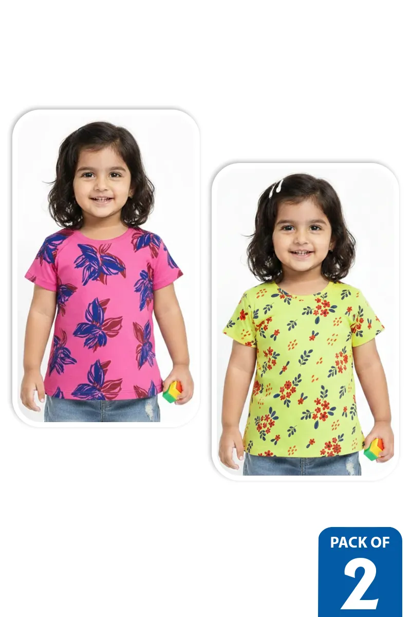 Pack of 2 T-Shirt for Girls - Multicolor
