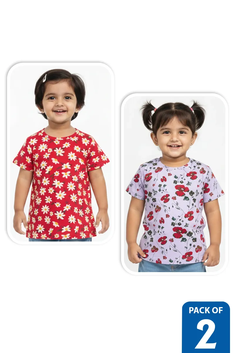 Pack of 2 T-Shirt for Girls - Multicolor
