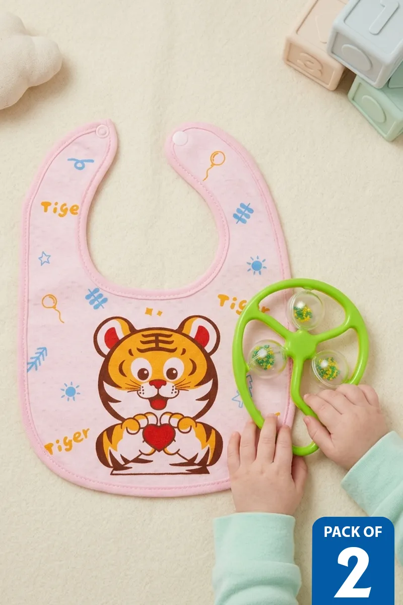 Cotton Blend Baby Bibs & Giggles Mango Rattle - Pack of 2