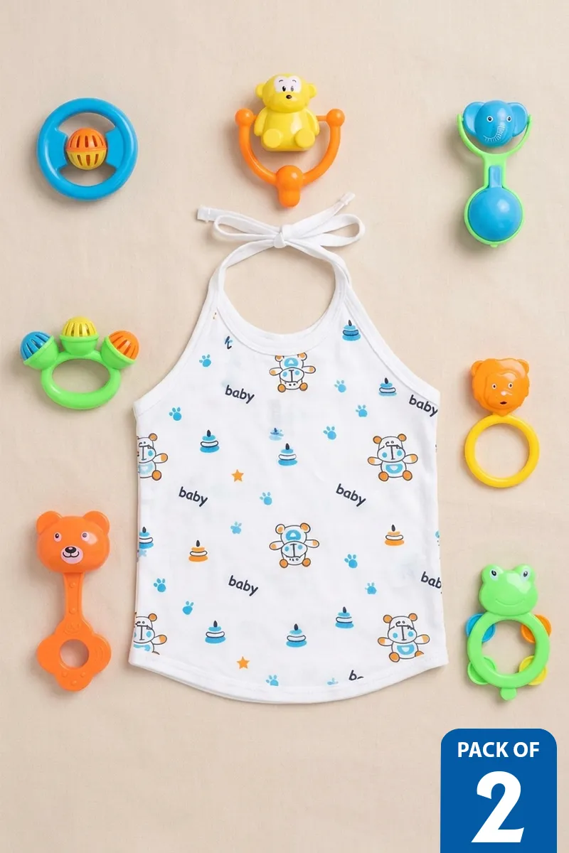Printed Knot Baby Jhabla & Houseful Rattle – Pack of 2