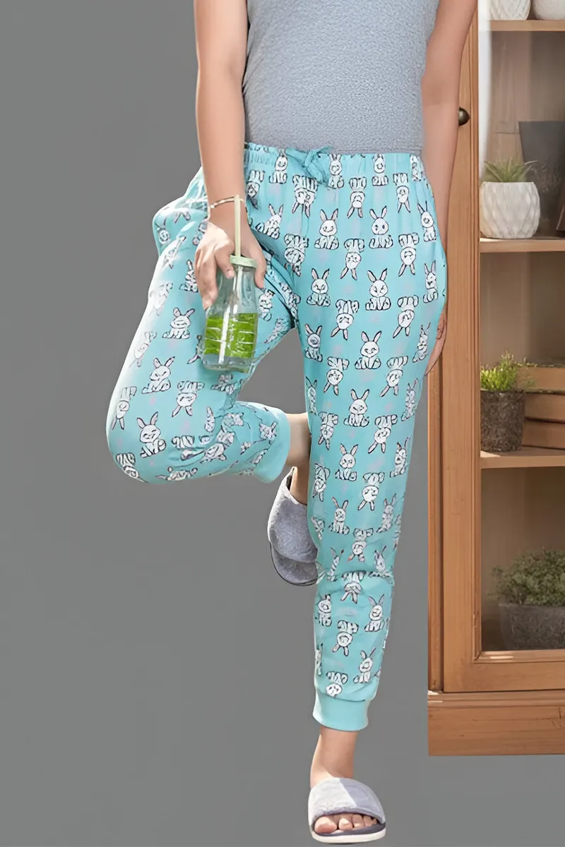 Cotton Printed Track Pant for Girls - Blue CLGBW0021BLU1516YRS