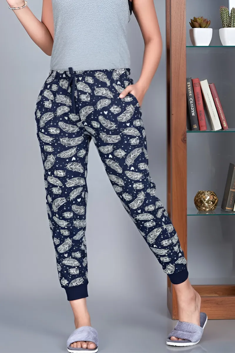 Cotton Printed Track Pant for Girls - Navy Blue CLGBW0022NAVBLU1516YRS