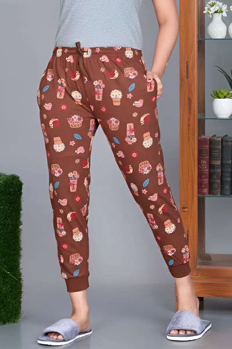 Cotton Printed Track Pant for Girls - Brown CLGBW0024BRO1516YRS